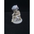Heritage porcelain Girl & kitten figurine