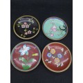 Set of 4 small  Cloisonné plates - note condition