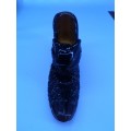 Vintage amber glass shoe/slipper -Two of them - one is repaired