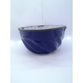 antique Big cobalt blue enamel jelly form/ Bunt cake pan