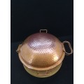 Traditional Hammered Copper Cataplana Food Steamer Pot with cork rest
