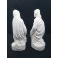 Detailed white figurines glazed Josef and Maria
