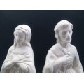 Detailed white figurines glazed Josef and Maria