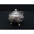 Detailed small condiment pot 50% silver I was told - no markings - non magnetic