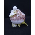 Vallerysthal Milk Glass Box Strawberry w Snail Painted France Antique