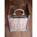 Antique arts and crafts coal scuttle with brass fittings and liner