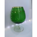 Vintage  Empoli green and gilded balloon  glass vase
