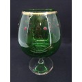 Vintage  Empoli green and gilded balloon  glass vase