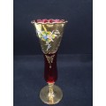 Vintage  Venetian Ruby red and 24k gold gilded floral vase