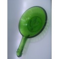 Vintage green glass bowl with handle