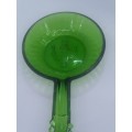 Vintage green glass bowl with handle