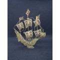 Portugese Caravel model boat - brass filigree