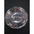 Heavy and thick glass plate with two side plates - hand painted