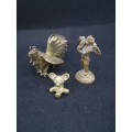 Vintage brass ornaments - Cherub carrying dolphin / Bear - solid brass and Rooster