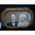 Vintage wooden frame and photograph with glass