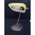 Banker`s desk lamp - pale yellow glass shade