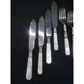 Mother of pearl fish knifes and forks set