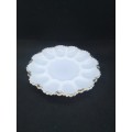 Milk glass devilled egg plate - lots of gold loss
