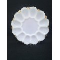 Milk glass devilled egg plate - lots of gold loss