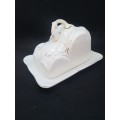 Vintage ceramic cheese/butter dish - handle repaired