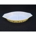 Two Division glass serving bowl with snowflake pattern