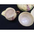 Vintage Carlton Ware Foxglove teapot sugar bowl and milk jug and plate set