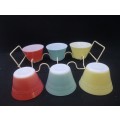 JAJ Pyrex pastel custard cups/ramekins in stand