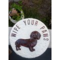 "WIPE YOUR PAWS" DACHSHUND WALL PLAQUE