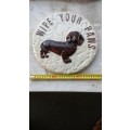 "WIPE YOUR PAWS" DACHSHUND WALL PLAQUE