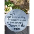 "INSPIRATION" WALL GARDEN PLAQUE STEPPING STONE Silver tone with black writing