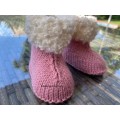 Gorgeous Rose Pink Baby Hugs Booties (0 - 3 months) Hand knitted