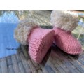 Gorgeous Rose Pink Baby Hugs Booties (0 - 3 months) Hand knitted