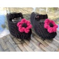 Gorgeous Black Baby Mary Jane Booties Hand knitted