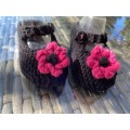 Gorgeous Black Baby Mary Jane Booties Hand knitted