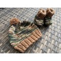 Baby Beanie & Booties Set Camo & Milo (3 - 6 months) Hand knitted