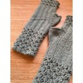 Fingerless Gloves (Aloe Green) Hand Knitted