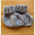 Baby Booties Blue Hand knitted (3 - 6 months) in Organza Bag
