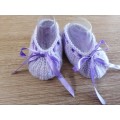 Ballerina Baby Booties Lilac in Organza Gift Bag (6 - 9 months) Hand knitted