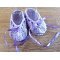 Ballerina Baby Booties Lilac in Organza Gift Bag (6 - 9 months) Hand knitted