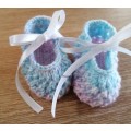 Summer Booties Turquoise & Pink (0 - 3  months) Hand knitted