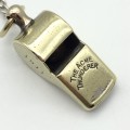Antique Solid Silver Fob Chain with a S.A. Railways Brass `ACME THUNDERER` Whistle