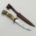 Vintage German Stag Handled Knife with Puma Head Pommel