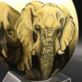 Fabulous Hand-Painted `Elephant` Ostrich Egg (Signed)