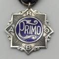 Early Silver and Enamel `R.A.O.B.-PRIMO` Masonic Medal/Jewel