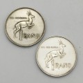 Two South African `Silver One Rand` Coins (1966 and 1967)