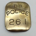 Antique `D.B. POLICE 261` Brass Buckle