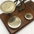 Large Early Brass and Wooden Postal Scale with Weights