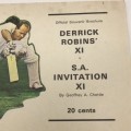 Cricket - Signed `1973 Derrick Robins XI v S.A. Invitation XI` Brochure