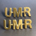 South Africa - Pair WW2 `Umvoti Mounted Rifles`  Shoulder Titles