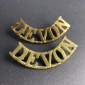 British - Early Pair `DEVON` Devonshire Regiment Shoulder Titles